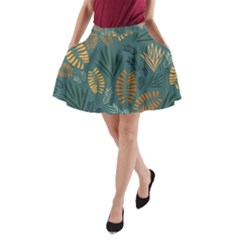 Leaves Pattern Texture Plant A-line Pocket Skirt by Grandong