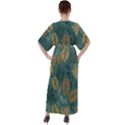 Leaves Pattern Texture Plant V-Neck Boho Style Maxi Dress View2