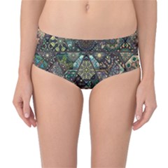 Digital Art Triangle Pattern Texture Mosaic Mid-waist Bikini Bottoms by Grandong