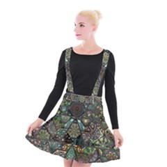 Digital Art Triangle Pattern Texture Mosaic Suspender Skater Skirt by Grandong