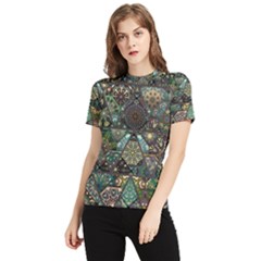 Digital Art Triangle Pattern Texture Mosaic Women s Short Sleeve Rash Guard by Grandong