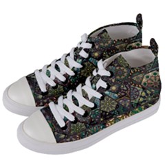 Digital Art Triangle Pattern Texture Mosaic Women s Mid-top Canvas Sneakers by Grandong