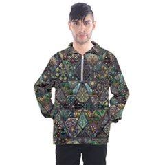 Digital Art Triangle Pattern Texture Mosaic Men s Half Zip Pullover by Grandong