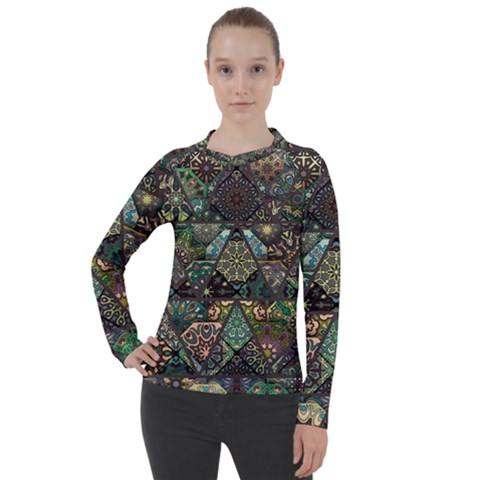 Digital Art Triangle Pattern Texture Mosaic Women s Pique Long Sleeve T-shirt by Grandong