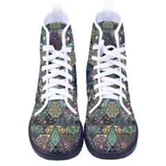 Digital Art Triangle Pattern Texture Mosaic Men s High-top Canvas Sneakers by Grandong