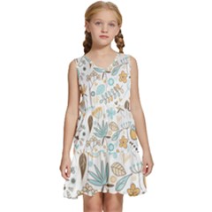 Pattern Flower Leaves, Kids  Sleeveless Tiered Mini Dress by Grandong