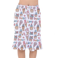 Love Pattern Texture Short Mermaid Skirt by Grandong