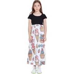 Love Pattern Texture Kids  Flared Maxi Skirt by Grandong