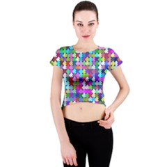 Texture Colorful Abstract Pattern Crew Neck Crop Top by Grandong