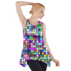 Texture Colorful Abstract Pattern Side Drop Tank Tunic by Grandong