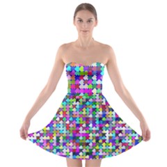 Texture Colorful Abstract Pattern Strapless Bra Top Dress by Grandong