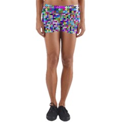 Texture Colorful Abstract Pattern Yoga Shorts by Grandong