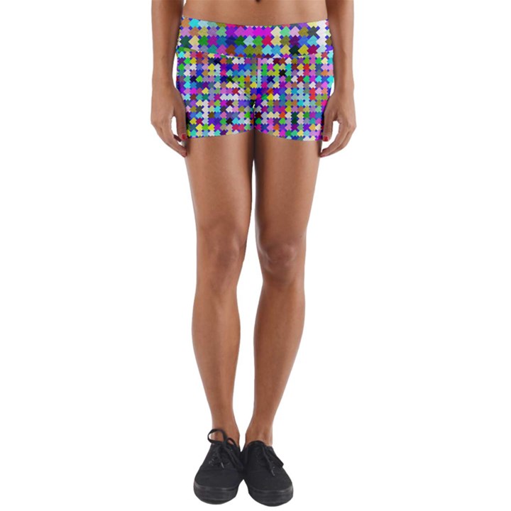 Texture Colorful Abstract Pattern Yoga Shorts