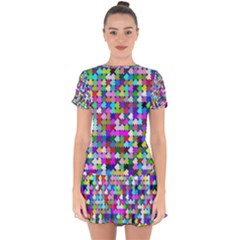 Texture Colorful Abstract Pattern Drop Hem Mini Chiffon Dress by Grandong