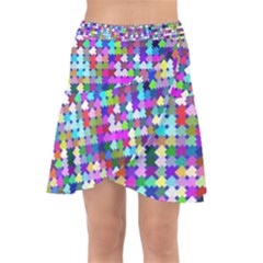 Texture Colorful Abstract Pattern Wrap Front Skirt by Grandong