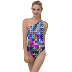 Texture Colorful Abstract Pattern To One Side Swimsuit by Grandong