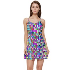 Texture Colorful Abstract Pattern Short Frill Dress by Grandong