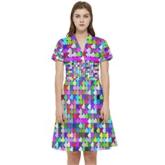 Texture Colorful Abstract Pattern Short Sleeve Waist Detail Dress by Grandong