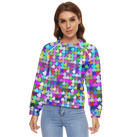 Texture Colorful Abstract Pattern Women s Long Sleeve Raglan T-shirt by Grandong