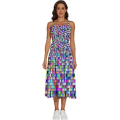 Texture Colorful Abstract Pattern Sleeveless Shoulder Straps Boho Dress by Grandong