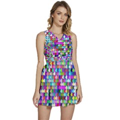 Texture Colorful Abstract Pattern Sleeveless High Waist Mini Dress by Grandong