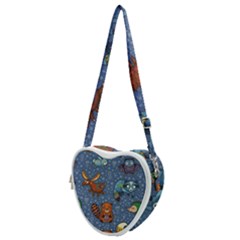 Animals Pattern Colorful Vector Heart Shoulder Bag by Grandong