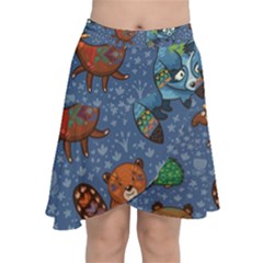 Animals Pattern Colorful Vector Chiffon Wrap Front Skirt by Grandong