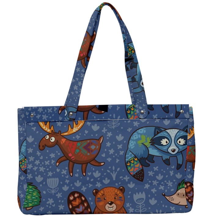 Animals Pattern Colorful Vector Canvas Work Bag