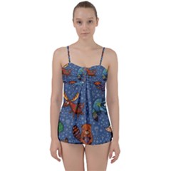 Animals Pattern Colorful Vector Babydoll Tankini Set