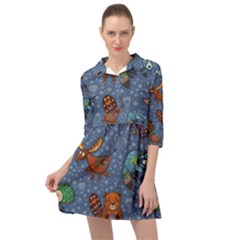 Animals Pattern Colorful Vector Mini Skater Shirt Dress by Grandong