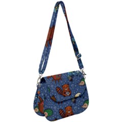 Animals Pattern Colorful Vector Saddle Handbag by Grandong