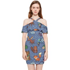 Animals Pattern Colorful Vector Shoulder Frill Bodycon Summer Dress by Grandong