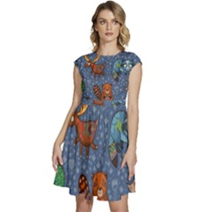 Animals Pattern Colorful Vector Cap Sleeve High Waist Dress by Grandong