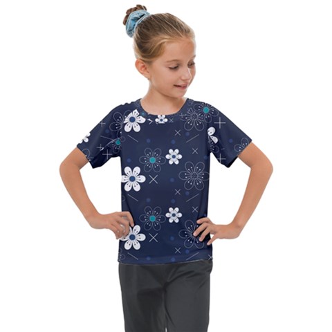 Flower Pattern Texture Kids  Mesh Piece T-shirt by Grandong