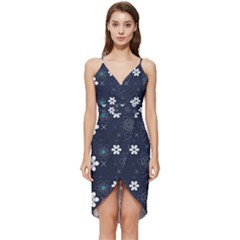 Flower Pattern Texture Wrap Frill Dress by Grandong