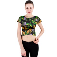 Flower Pattern Art Floral Texture Crew Neck Crop Top by Grandong