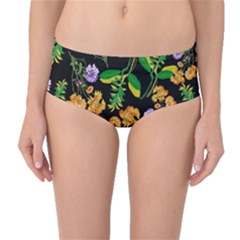 Flower Pattern Art Floral Texture Mid-waist Bikini Bottoms by Grandong