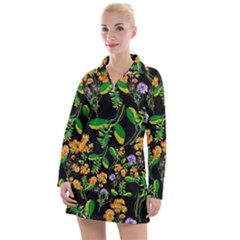 Flower Pattern Art Floral Texture Women s Long Sleeve Casual Dress by Grandong