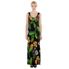 Flower Pattern Art Floral Texture Thigh Split Maxi Dress by Grandong