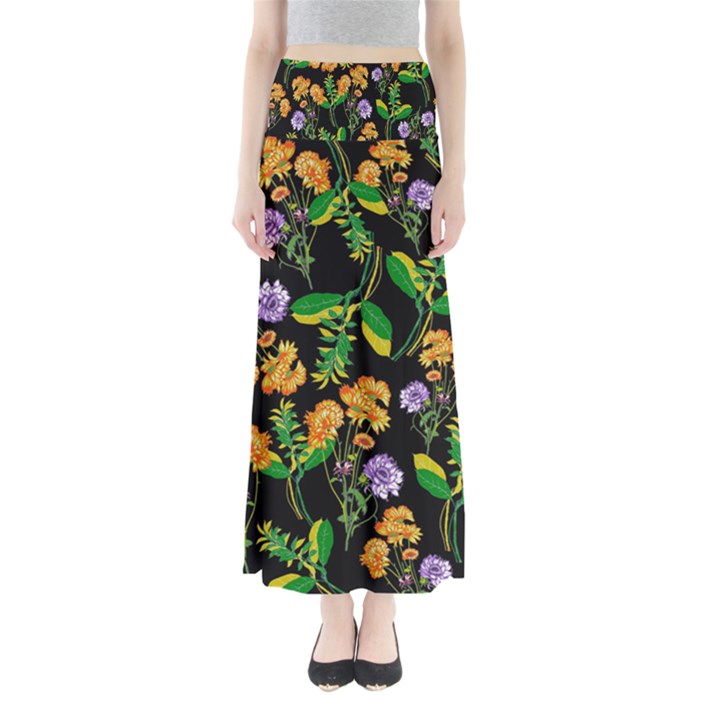 Flower Pattern Art Floral Texture Full Length Maxi Skirt