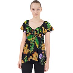 Flower Pattern Art Floral Texture Lace Front Dolly Top by Grandong