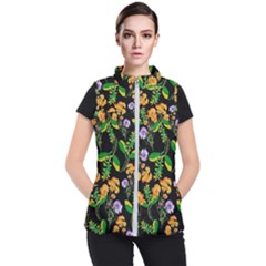 Flower Pattern Art Floral Texture Women s Puffer Vest by Grandong