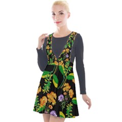 Flower Pattern Art Floral Texture Plunge Pinafore Velour Dress by Grandong