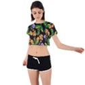 Flower Pattern Art Floral Texture Tie Back Short Sleeve Crop T-Shirt View1