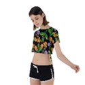 Flower Pattern Art Floral Texture Tie Back Short Sleeve Crop T-Shirt View2