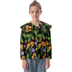 Flower Pattern Art Floral Texture Kids  Peter Pan Collar Blouse by Grandong