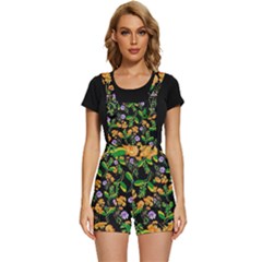 Flower Pattern Art Floral Texture Short Overalls by Grandong