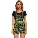 Flower Pattern Art Floral Texture Short Overalls View1