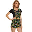 Flower Pattern Art Floral Texture Short Overalls View3