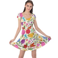 Colorful Flower Abstract Pattern Cap Sleeve Dress by Grandong